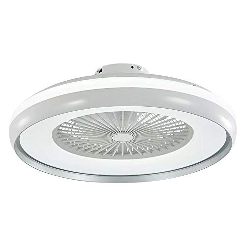 V-TAC LED Decken Ventilator Leuchte Fernbedienung Tageslicht Lampe 3-Stufen Lüfter weiß-grau 7935 von V-TAC