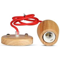 LED-Kronleuchter aus Holz mit E27-Fassung (max. 60W) mit rotem Kabel - V-tac von V-TAC