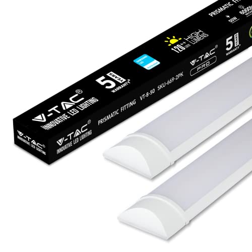 V-TAC 2er Pack LED Lichtleisten 150cm 50W Integrierte Röhrenlampe 6400K Kaltweiß 6000lm 25000h LED Langfeldleuchte Deckenleuchten, leuchtstofflampe komplett led, led garagenbeleuchtung von V-TAC