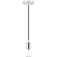 LED-Metallzylinder-Kronleuchter mit E27-Fassung (max. 60W) Farbe Chrom und violettes Kabel - V-tac von V-TAC