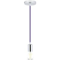 V-TAC LED-Zylinder-Kronleuchter aus Metall, E27-Lampenfassung (max. 60 W), L: 100 cm, chrom-violettes Kabel von V-TAC