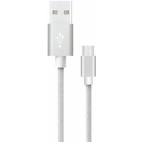 Micro-USB-auf-USB-A 1m Schnellladekabel 2.4A Platinum Series Kabel Anti-Tangle Silver Kabel - V-tac von V-TAC