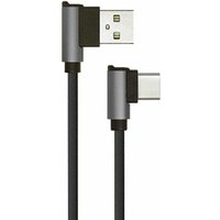 Usb Typ-C auf usb-a Kabel 1m Schnellladung 2.4A Diamond Series kabelgebundenes Anti-Tangle Kabel mit L-Steckern Farbe Schwarz - V-tac von V-TAC