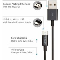 Micro-USB auf usb-a Kabel 1m Ladekabel 1A Silber Serie Farbe Schwarz - V-tac von V-TAC