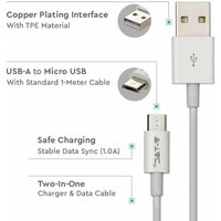 Micro-USB auf usb-a Kabel 1m Ladekabel 1A Silber Serie Farbe Weiß - V-tac von V-TAC