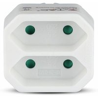 Multiplug-Adapter mit 2 frontseitigen 2,5A 2P Bipass-Steckdosen und Schukostecker Weiß - V-tac von V-TAC