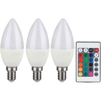 RGB LED E14 Leuchtmittel dimmbar mit Fernbedienung Kerze mit Farbwechsel, 4,8 Watt 470 Lumen warmweiß, DxH 3,6x11 cm, 3er Set von V-TAC