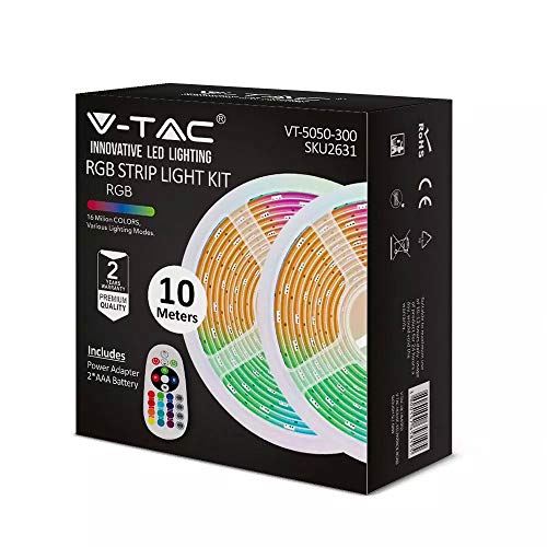 V-TAC Set 2 RGB SMD5050 4,8W/M 12V IP20 + Controller + Netzteil + Fernbedienung von V-TAC