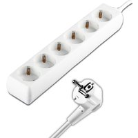 V-tac - Steckdosenleiste mit 3m Kabel 6 Steckdosen 10A 2P + Schukostecker und Schukostecker Weiß von V-TAC