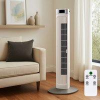 Turmventilator weiß Ventilator Standlüfter oszillierend, Fernbedienung LED Display Sommer Winter Modus, Höhe 95,5 cm von V-TAC