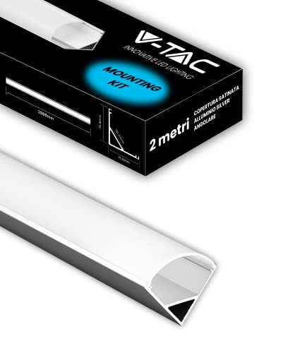 V-TAC 1 x 2 Meter Aluprofil Eckprofil für LED-Streifen – Aluminiumprofile mit satinierter Abdeckung – maximale Breite des LED-Streifens: 10,5 mm – Maße: 21,3 x 15,8 mm V-TAC 1 x 2 Meter Aluprofil Eckprofil für LED-Streifen – Aluminiumprofile mit satinierter Abdeckung – maximale Breite des LED-Streifens: 10,5 mm – Maße: 21,3 x 15,8 mm von V-TAC