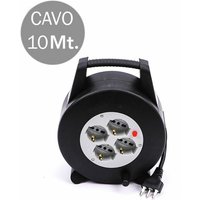 V-tac - Verlängerungskabeltrommel, 4 Schuko-Steckdosen + 16 a 2P+T Wärmeschutz, Farbe Schwarz und 16 a 2P+T Stecker, 10 m von V-TAC