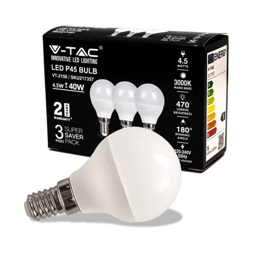 V-TAC 217357 LED EEK F (A - G) E14 Globeform 4.50W Warmweiß (Ø x H) 45mm x 80mm 3St. von V-TAC