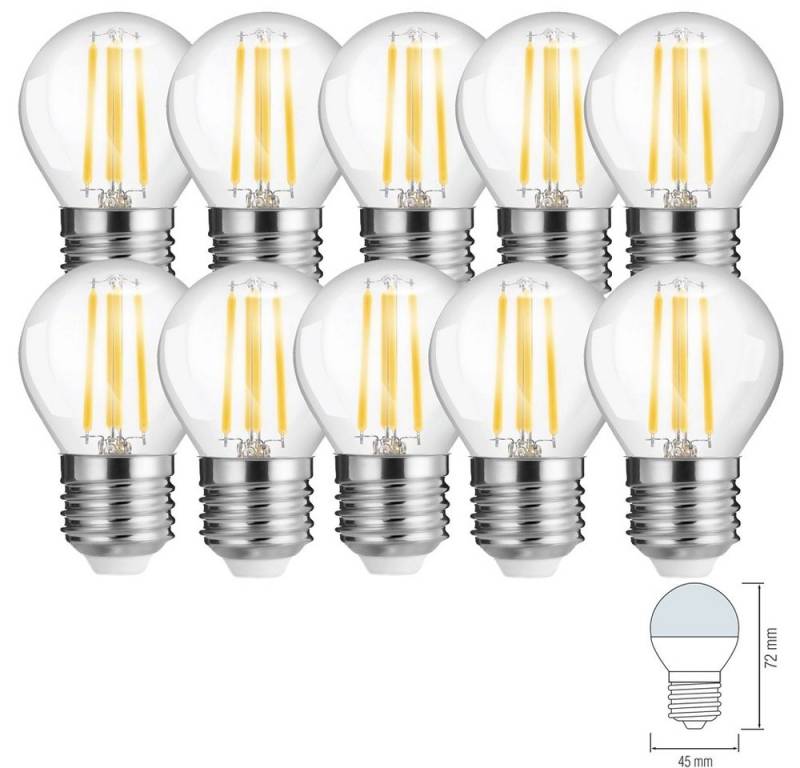 V-TAC LED-Leuchtmittel 4W E27 Mini LED Filament Leuchtmittel Birne Leuchte, 10 St., Kaltweiß, Form G45, 430 Lumen, Eck klar Glas, E27 Edison Gewinde 10er set von V-TAC