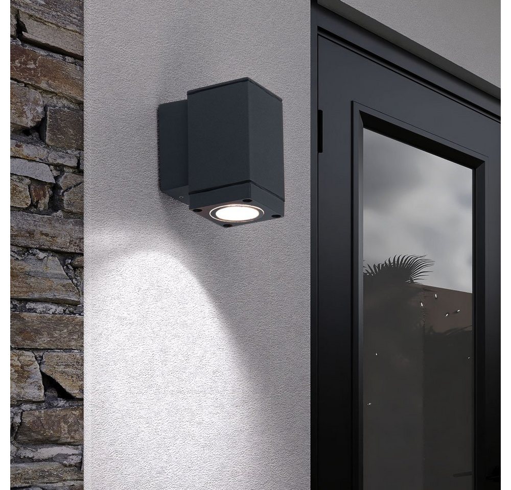 V-TAC Außen-Wandleuchte, Leuchtmittel nicht inklusive, Design Wand Lampe DOWN Strahler Aluminium Außen Terrassen Balkon Glas von V-TAC