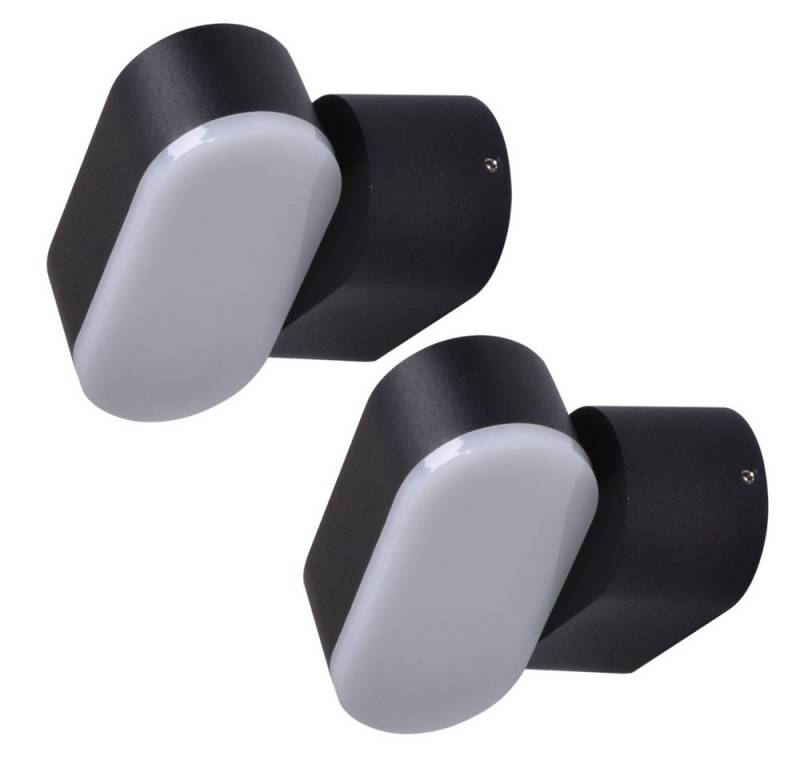 V-TAC LED Außen-Wandleuchte, Leuchtmittel inklusive, Warmweiß, Außenwandlampe Fassadenleuchte Haustürlampe schwenkbar LED 2er Set von V-TAC
