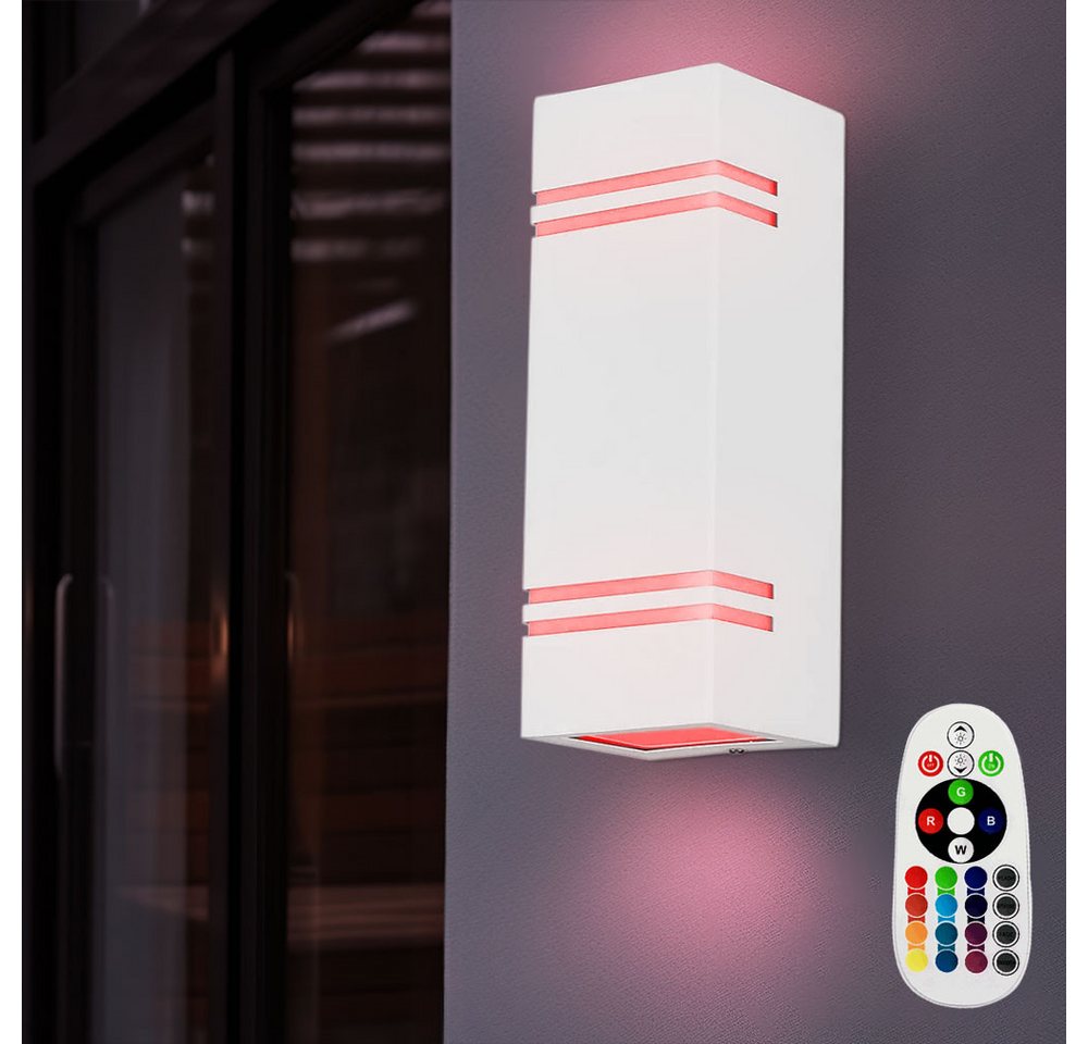 V-TAC Außen-Wandleuchte, Leuchtmittel inklusive, Warmweiß, Farbwechsel, Außenwandlampe Haustürleuchte Fassadenlampe dimmbar Fernbedienung LED von V-TAC