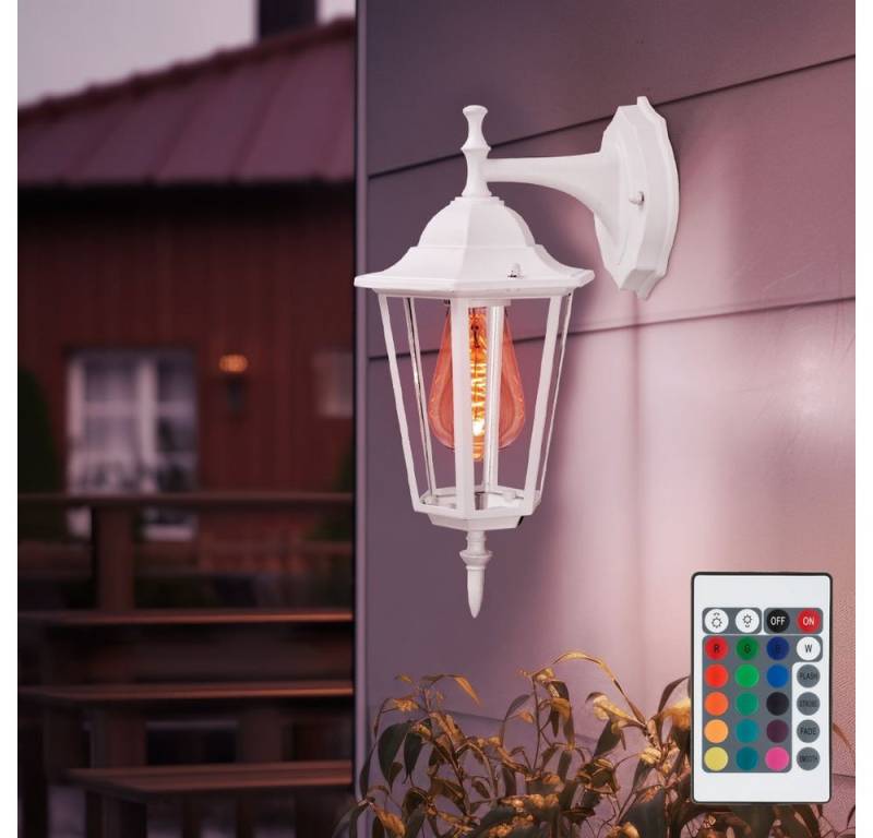 V-TAC Außen-Wandleuchte, Leuchtmittel inklusive, Warmweiß, Farbwechsel, Wand Leuchte Garten Beleuchtung Dimmer Glas Lampe FERNBEDIENUNG im Set von V-TAC