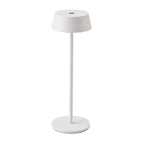 V-TAC Dimmbare LED Tischlampe Kabellos mit Touch-Bedienung - Wiederaufladbar Weiß Lampe für den Innen und Draußen - Außenbereich IP54 - Hause Restaurant - 4400-mAh-Akku - Warmweiß 3000K - 2W von V-TAC