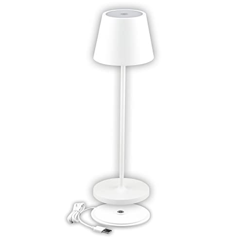 V-TAC Dimmbare LED-Tischlampe Kabellos mit Touch-Bedienung - Wiederaufladbar Weiß Lampe für den Innen und Draußen - Außenbereich IP54 - Hause Restaurant - 4400-mAh-Akku - Warmweiß 3000K - 2W, VT-7522 von V-TAC