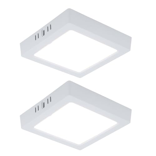 V-TAC LED Aufbaupanel Deckenlampe Deckenleuchte Wohnzimmerlampe Flurleuchte, Kunststoff weiß quadratisch, 12W 1200lm 3000K warmweiß, L 16,7 cm, 2er Set von V-TAC