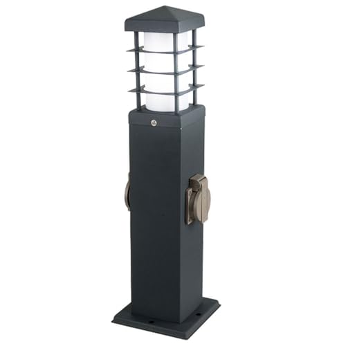 V-TAC LED Außenleuchte Stehlampe Standleuchte Garten Edelstahl Steckdosen Sockelleuchte Außen anthrazit, Edelstahl Kunststoff, IP44, 11W 1055lm warmweiß, LxBxH 12,4x12,4x45 cm von V-TAC