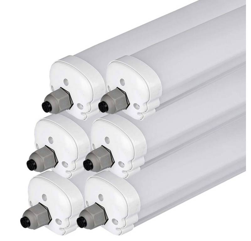 V-TAC LED Deckenleuchte, LED-Leuchtmittel fest verbaut, Neutralweiß, LED Wannenleuchte Kellerlampe neutralweiß 4000K 4320 Lumen L 120 cm 6x von V-TAC