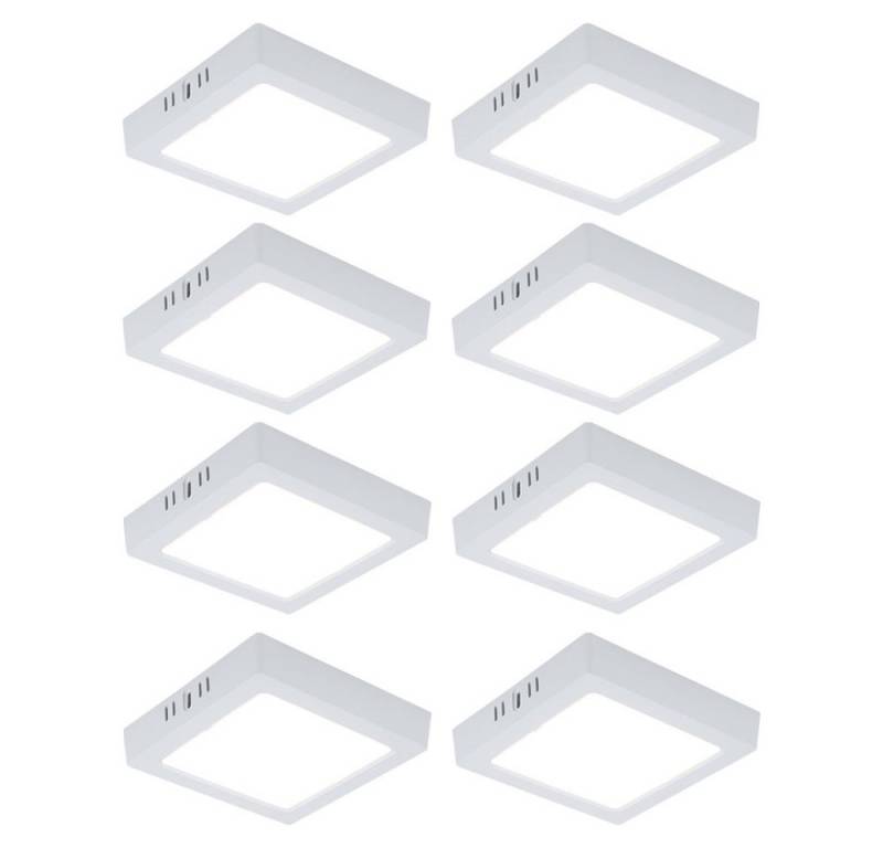 V-TAC LED Deckenleuchte, LED-Leuchtmittel fest verbaut, Warmweiß, Aufbaupanel Deckenlampe Flurleuchte LED Küchenlampe L 16,7cm 8er Set von V-TAC