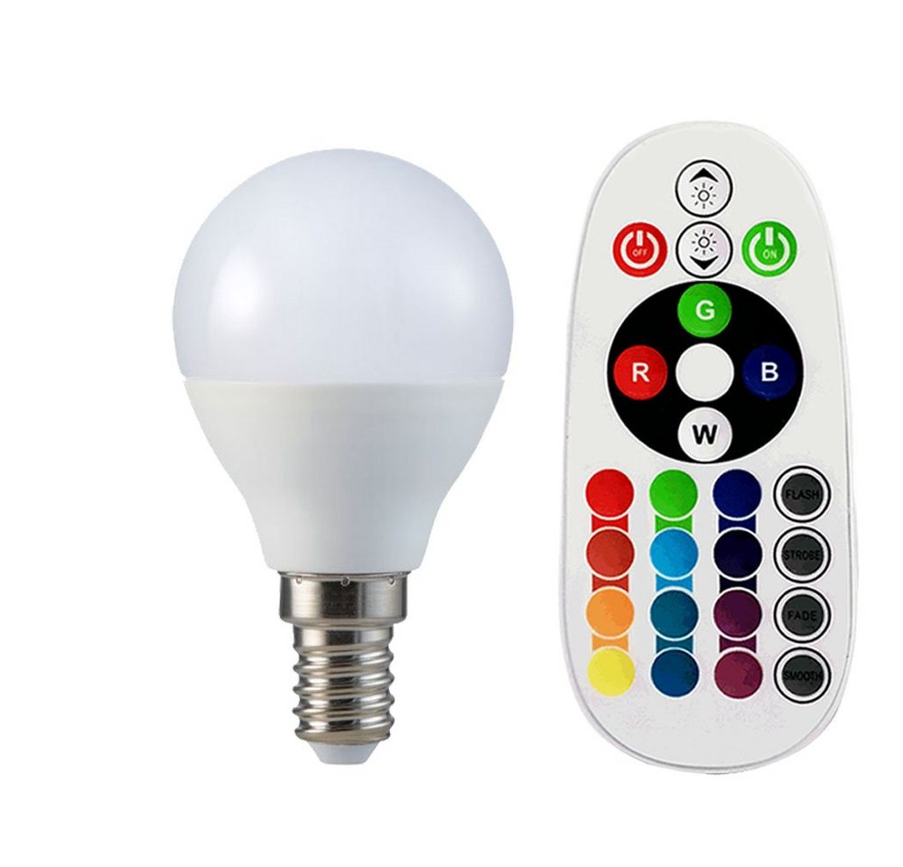 V-TAC LED-Leuchtmittel, RGB LED E14 Leuchtmittel 4,8 Watt Birne Fernbedienung 470 Lumen von V-TAC