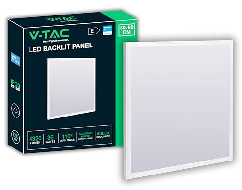 V-TAC LED Panel Einbaupanel Einbauleuchte 36W – Chip Samsung – 60 x 60 cm - Quadratische Lampe cm – 4320 Lumen – IP20 – Deckenleuchte für Decke, Büro, Zuhause, Geschäft – Licht 4000K Neutralweiß V-TAC LED Panel Einbaupanel Einbauleuchte 36W – Chip Samsung – 60 x 60 cm - Quadratische Lampe cm – 4320 Lumen – IP20 – Deckenleuchte für Decke, Büro, Zuhause, Geschäft – Licht 4000K Neutralweiß von V-TAC