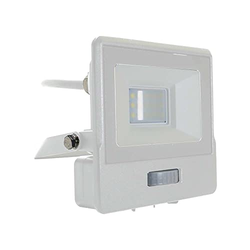 V-TAC LED-Scheinwerfer für den Außenbereich mit Chip Samsung 10 W mit PIR-Sensor in Weiß, wasserdicht, mit 1 m langem Kabel, natürliches weißes Licht von V-TAC