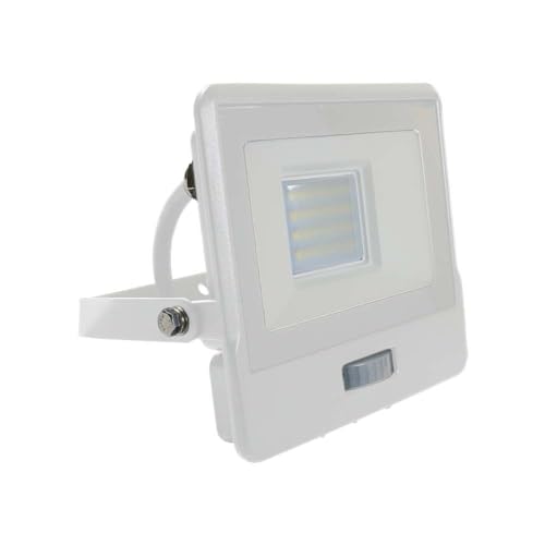 V-TAC LED-Scheinwerfer für den Außenbereich mit Chip Samsung 20 W mit PIR-Sensor in Weiß, wasserdicht mit 1 m langem Kabel, natürliches weißes Licht von V-TAC