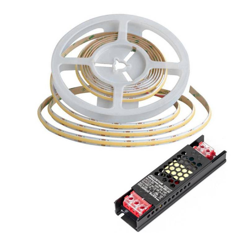 V-TAC LED Stripe COB LED Streifen DC 24V LED Strips mit 480 LEDs 8mm Breite 5 oder 10 m, 60w, 5500 Lumen, Neutralweiß 4000K, dimmbar, 5 x 0,008 m (LxB), IP20 von V-TAC