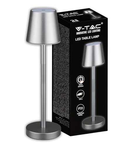 V-TAC LED Tischlampe 3W Akku wiederaufladbar Farbe grau USB C Touch Dimmbar 4000K Restaurant Tischlampe für Innen IP20-10188 V-TAC LED Tischlampe 3W Akku wiederaufladbar Farbe grau USB C Touch Dimmbar 4000K Restaurant Tischlampe für Innen IP20-10188 von V-TAC