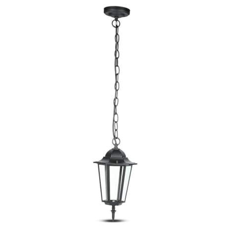 V-TAC Mattschwarz Rustikaler Industriestil E27 Deckenlampe-Aluminium mit Glasscheiben IP44 Außen-Hängelampe, Matt-schwarz, Max 40W von V-TAC
