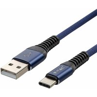 Usb Typ-C auf usb-a Kabel 1m Schnellladung 2.4A Gold Series Anti-Tangle Rope Kabel Farbe Blau - V-tac von V-TAC