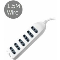 Multistecker mit Kabel 1,5m 6 Steckdosen 10/16A 2P+E 2P+E 2P+E 2P+E 2P+E 2P+E Wandstecker Weiß von V-TAC