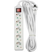 Steckdosenleiste mit Kabel 5m 5 Steckdosen 10A 2P + Schukostecker und Lichtschalter Schukostecker Weiß Steckdosenleiste mit Kabel 5m 5 Steckdosen 10A 2P + Schukostecker und Lichtschalter Schukostecker Weiß von V-TAC