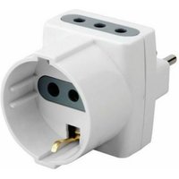 Steckdosenleiste mit zwei 10A 2P+E Seitensteckdosen und einer 10A 2P+E Frontsteckdose Bipass + Schukostecker 16A 2P+E Weiß von V-TAC