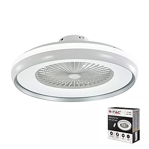 V-TAC VT-5022 LED-Deckenventilator in Box mit wechselnden Strommotor von 45 W und Fernbedienung 3-in-1 Farbe Grau, Acrylnitril-Butadien-Styrol von V-TAC