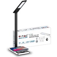 V-TAC VT-7505 7W LED Tischleuchte Multifunktions Lichtfarbe 3in1 dimmbar mit kabelloser Ladestation Gehäuse schwarz - SKU 218602 von V-TAC