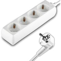 V-tac - Multistecker mit 3m Kabel 4 Steckdosen 10A 2P + Schuko und Schuko-Stecker Farbe Weiß von V-TAC