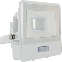 V-tac - LED-Flutlichtstrahler mit PIR-Sensor - Samsung - IP65 - Weiß - 10W - 735 Lumen - 6500K - 5 Jahre von V-TAC