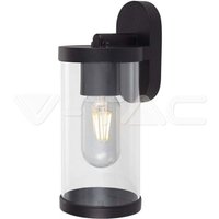 V-tac - Zylindrische led Gartenlampe mit E27 Lampenfassung mit schwarzem Körper Transparente Abdeckung d: 93116234mm IP44 von V-TAC