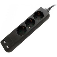 V-tac - VT-1125-5 Steckdosenleiste 3-fach Schuko 16A eu standard 3680W + 2 USB-Ladegerät 5m Kabel - sku 8777 - Schwarz von V-TAC