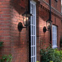 Wandleuchte Wandlampe Laterne Außenleuchte Terrassenleuchte Hauswand, IP44, schwarz Glas klar Antik, 1x E27 Fassung, BxHxT 17x36x20,8cm, 2er Set Wandleuchte Wandlampe Laterne Außenleuchte Terrassenleuchte Hauswand, IP44, schwarz Glas klar Antik, 1x E27 Fassung, BxHxT 17x36x20,8cm, 2er Set von V-TAC
