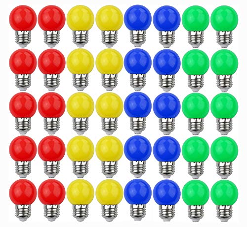 V-TOO LED Bunte E27 Farbige Glühbirnen 3W=30W Dekoratives Licht und Design 240 Lumens AC220V-240V Dekorationslampe Gemischte Farben Rot Gelb Blau Grün - 40er Pack V-TOO LED Bunte E27 Farbige Glühbirnen 3W=30W Dekoratives Licht und Design 240 Lumens AC220V-240V Dekorationslampe Gemischte Farben Rot Gelb Blau Grün - 40er Pack von V-TOO