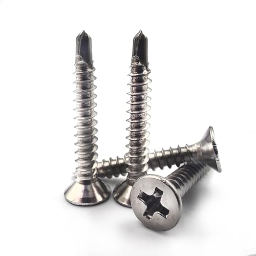 VOOXA 200 Stück Bohrschrauben 3,5x25mm, Edelstahl A2 | Senkkopf DIN 7504 Form O | Selbstschneidende Flachkopfschrauben mit Vollgewinde für Weichmetalle VOOXA 200 Stück Bohrschrauben 3,5x25mm, Edelstahl A2 | Senkkopf DIN 7504 Form O | Selbstschneidende Flachkopfschrauben mit Vollgewinde für Weichmetalle von V VOOXA