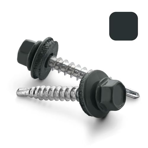 VOOXA 200 Stück selbstbohrende TRAPEZBLECHSCHRAUBEN 4,8X20 mit EPDM Dichtscheibe | verzinkter Stahl RAL7024 GRAPHITGRAU | Sechskantkopf SW8 VOOXA 200 Stück selbstbohrende TRAPEZBLECHSCHRAUBEN 4,8X20 mit EPDM Dichtscheibe | verzinkter Stahl RAL7024 GRAPHITGRAU | Sechskantkopf SW8 von V VOOXA
