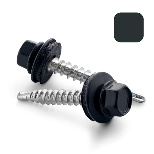 VOOXA 50 Stück selbstbohrende TRAPEZBLECHSCHRAUBEN 4,8X60 mit EPDM Dichtscheibe | verzinter Stahl RAL7016 ANTHRAZITGRAU | Sechskantkopf SW8 von V VOOXA